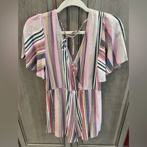 Trixxi Multi Color Tie Romper Size L